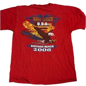 2006‎ Daytona Bike Week T-Shirt Men's M 20x26 Red Back Hit